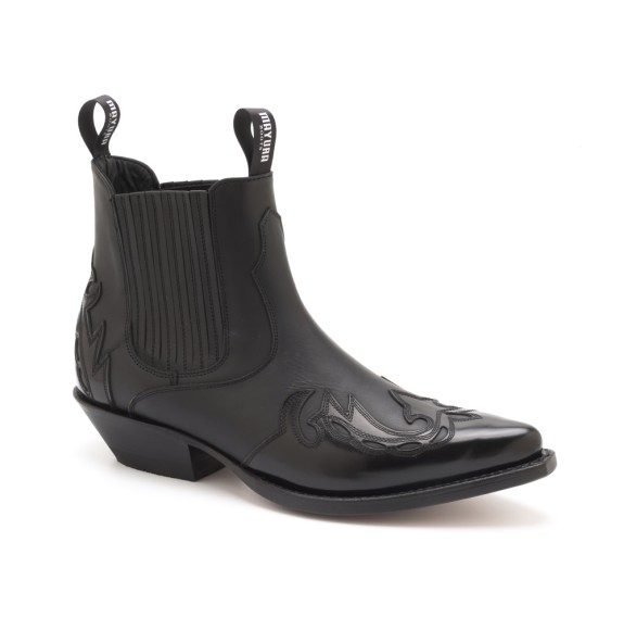 leather black ankle boots cowboy