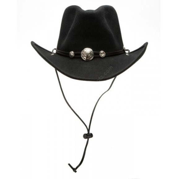 Chapeau De Cowboy Houston Black – Feutre De Laine Qualité Supérieure – Taille 58 – Style Western élégant – Pour Cavaliers, Fêtes, Déguisement
