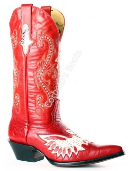 Buy Go West ladies red cowboy boots with python skin eagle