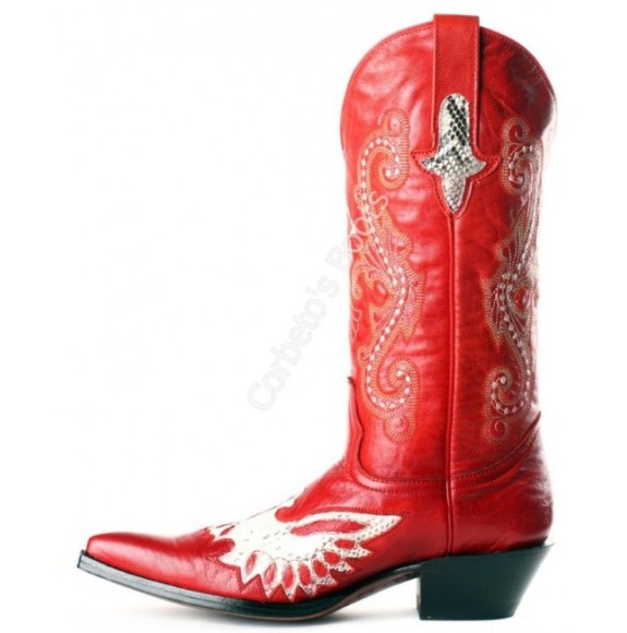 Buy Go West ladies red cowboy boots with python skin eagle