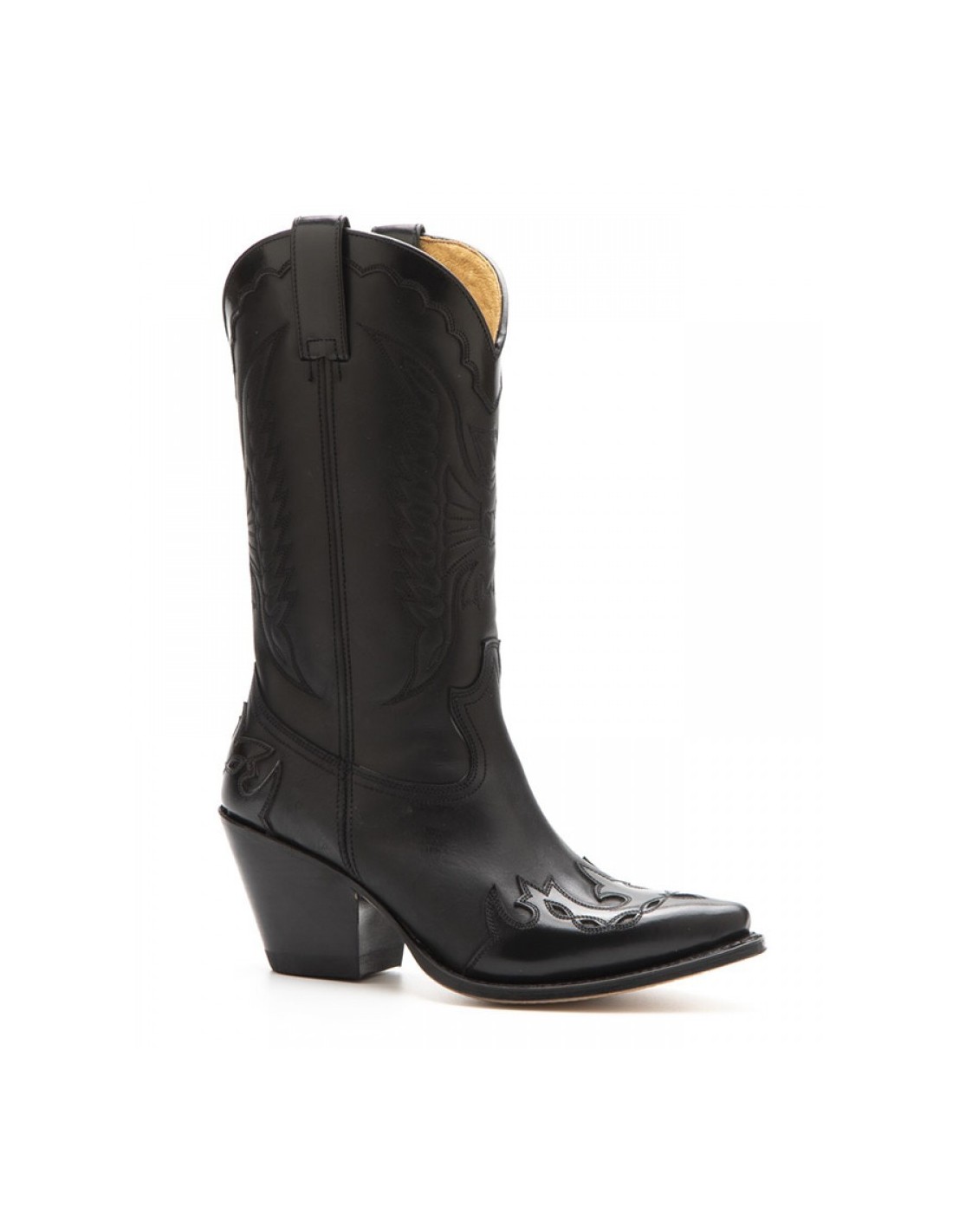 Comprar Botas cowboy negras de punta media para mujer Sendra con tacón alto