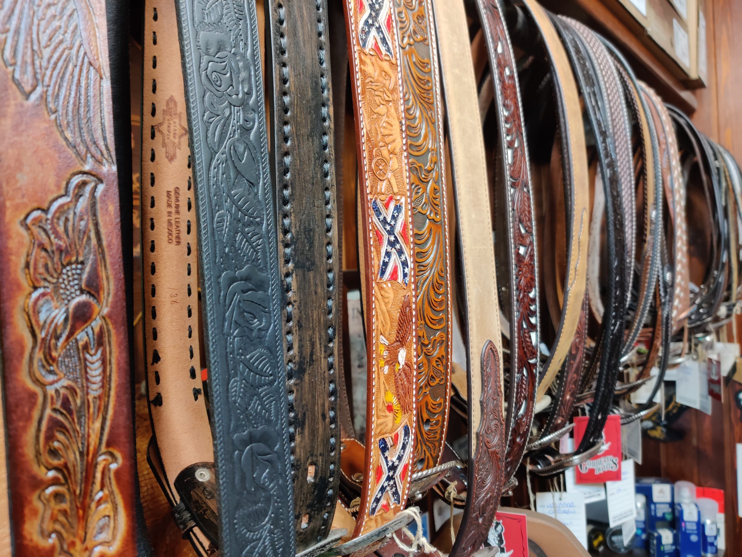 Accesorios Cinturones Cinturones de cuero cowboy belt Cintur\u00f3n de cuero negro-marr\u00f3n look casual 