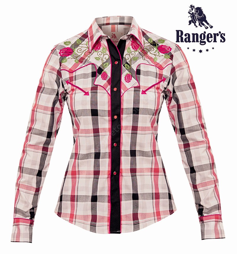 celestial terminar gesto 031DA01 Cuadro Rojo | Camisa cowgirl Ranger's para mujer cuadro blanco y  rojo diseño floral - Corbeto's Boots