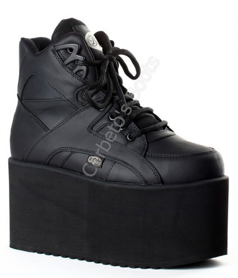 Texas Oil Negro | Buffalo London 10 cms. high black platform boots - Corbeto's Boots