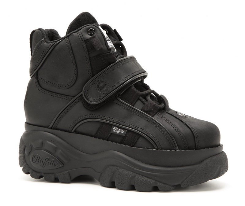 1348-14 Texas Oil Negro | Buffalo London black leather platform boots - Corbeto's