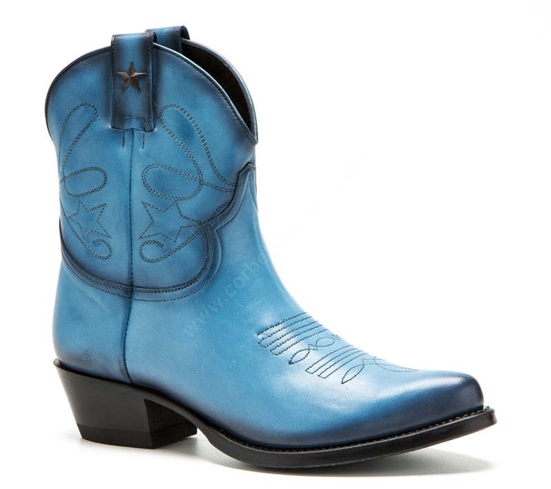 2374 Azul | Botas vaqueras de piel caña baja Mayura para mujer azules - Corbeto's Boots