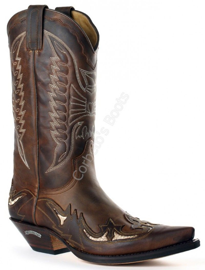 3105 Cuervo Mad Dog Tang Bota cowboy Sendra unisex piel engrasada marrón combinada - Corbeto's Boots