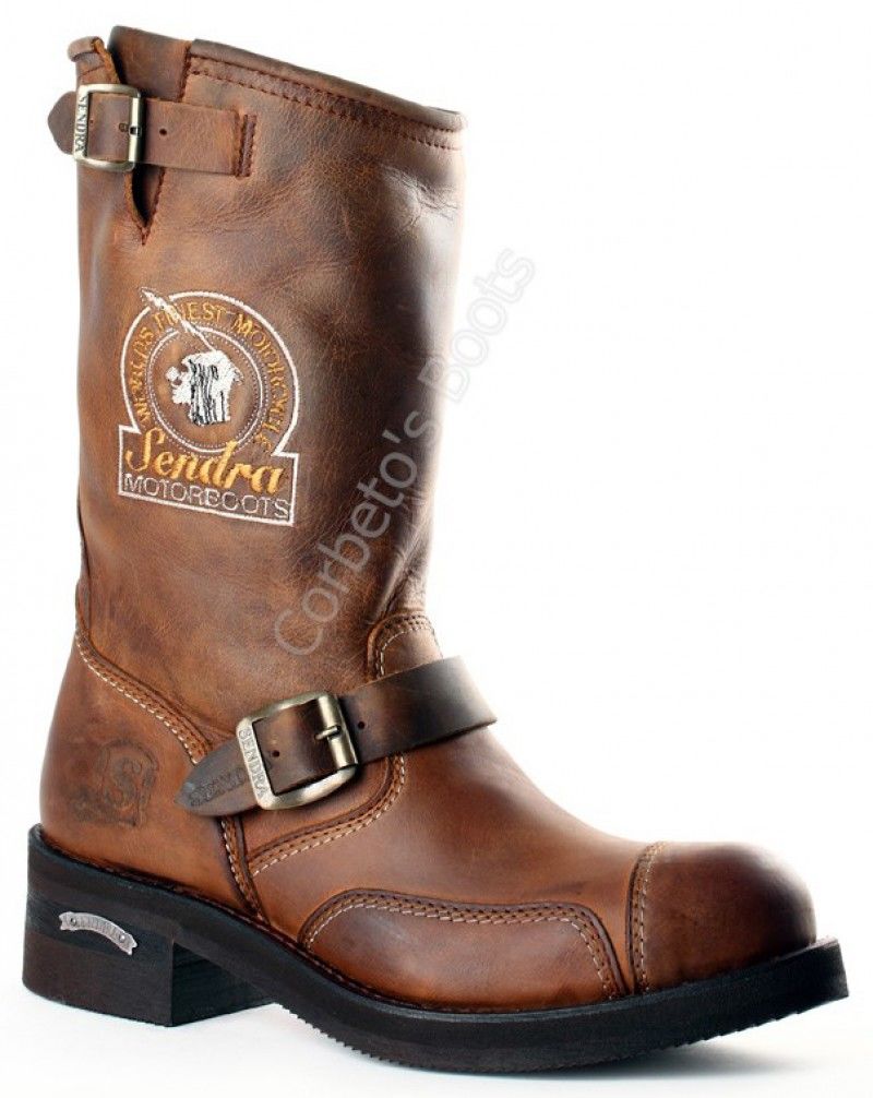 6478 Get Crazy Horse Brown | Sendra greased brown leather steel toe logger boot - Corbeto's