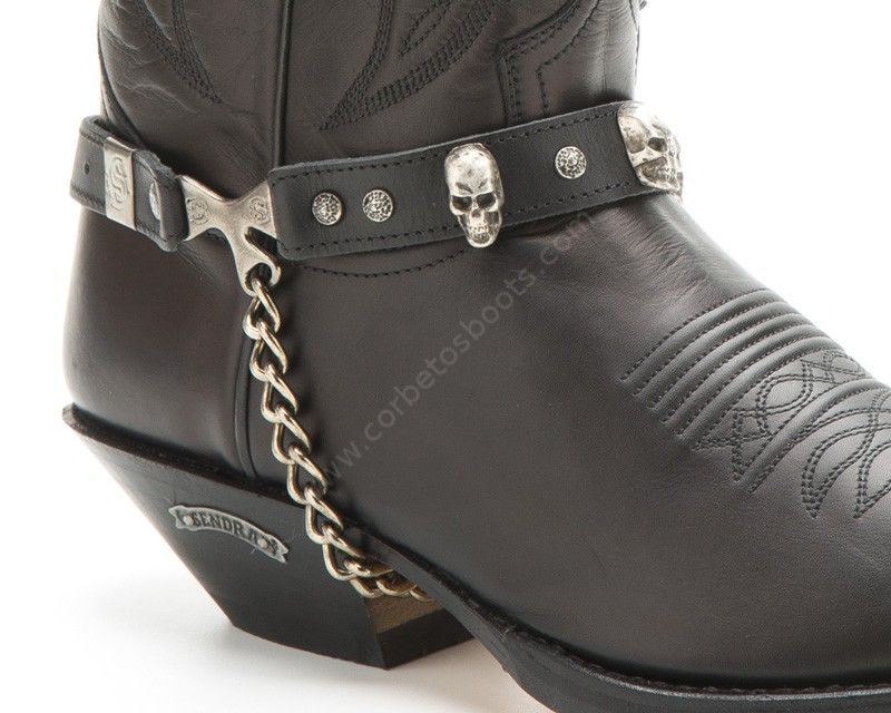 92 Negro | Arneses con calaveras para botas western - Corbeto's Boots