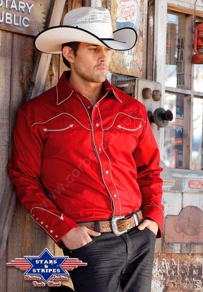 JACK RED | Camisa lisa roja para hombre estilo western y rocker con vivos  claros - Corbeto's Boots