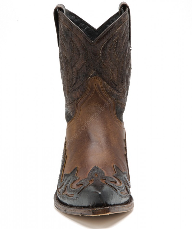 8983 Cuervo Barbados Ours | vaqueras piel marrón Sendra para mujer con tacón cubano - Corbeto's Boots
