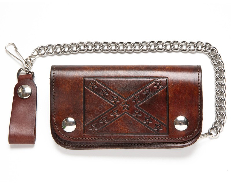 BROWN LEATHER STRAP WALLET CHAIN - antique brass – Fearless Leather
