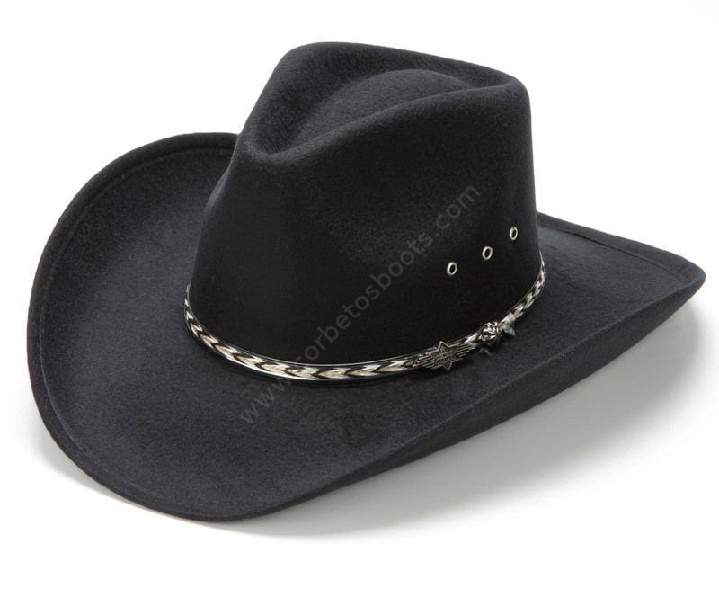 KANSAS Black Sombrero cowboy unisex rígido con forro de fieltro negro línea económica - Corbeto's Boots