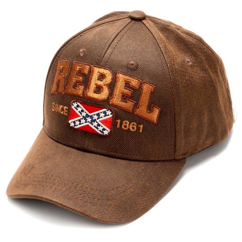 SREBOIL  Rebel Since 1861 aged brown baseball cap with velcro closure -  Corbeto's Boots
