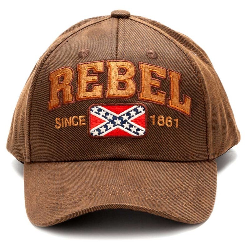 SREBOIL  Rebel Since 1861 aged brown baseball cap with velcro closure -  Corbeto's Boots