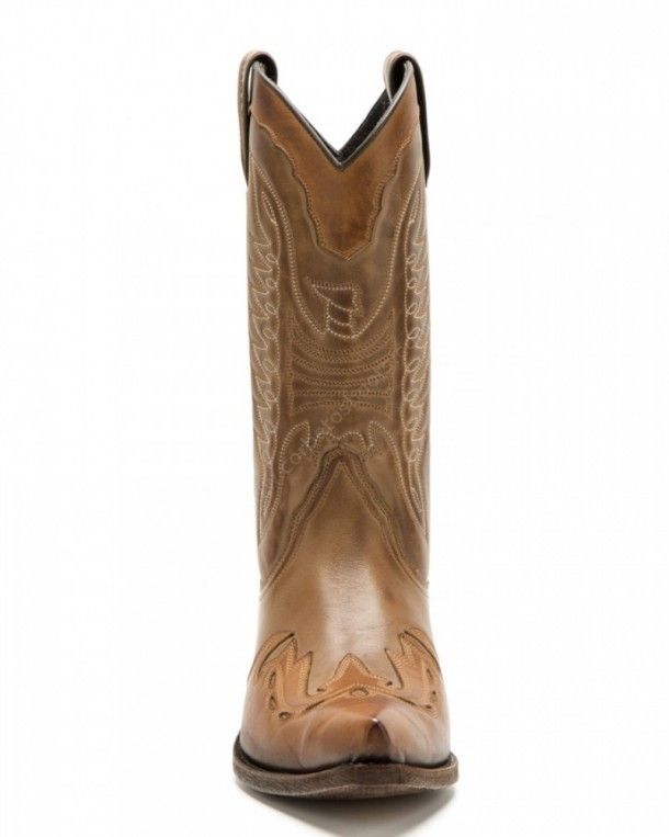 Buy now at our online store this unisex western boots by Mayura made in Spain, with a combination of brown and cream colour genuine cow leather.