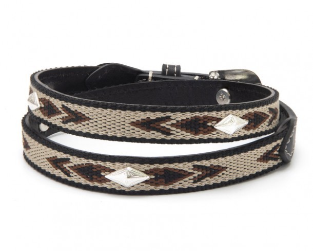 Woven Native American tribal pattern leather hatband