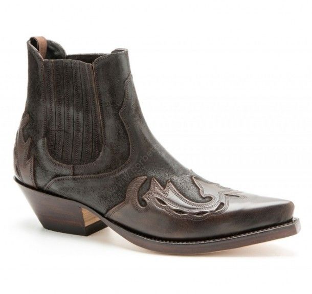 037 Manchado Cuero-Serra Prin | Botín vaquero Mayura Boots combinación cuero marrón para hombre