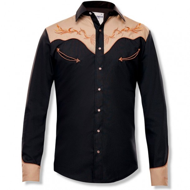 Camisa western mexicana negra y beige Rafael Amaya Western Style by Ranger
