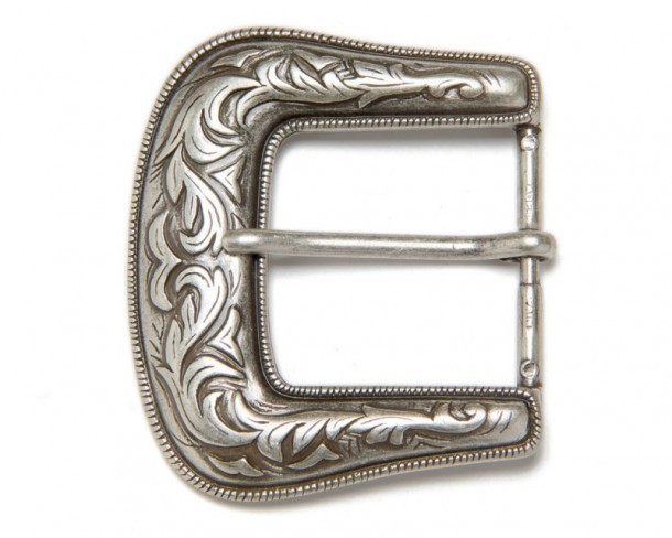 40 mm width vintage look engraved frame belt buckle