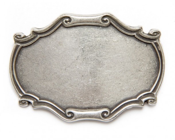 Plain silver metal unisex belt buckle with relief frame edge