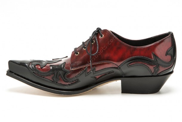 Zapatos estilo rockabilly Sendra para hombre cuero rojo y negro