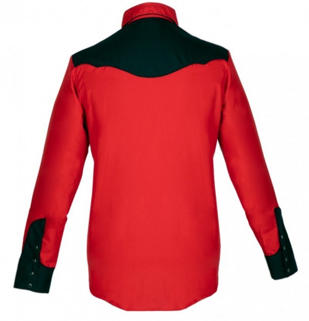 Red and black mens classic American rockabilly long-sleeved shirt
