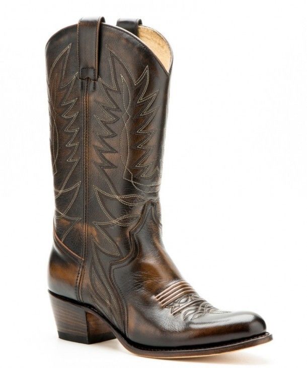 10285 Debora Britnes Flo Cuero | Sendra womens shiny dark brown high heel cowboy boots