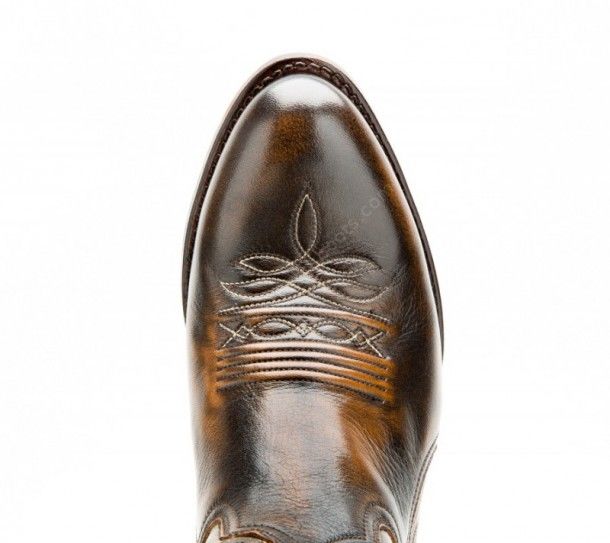 10285 Debora Britnes Flo Cuero | Sendra womens shiny dark brown high heel cowboy boots