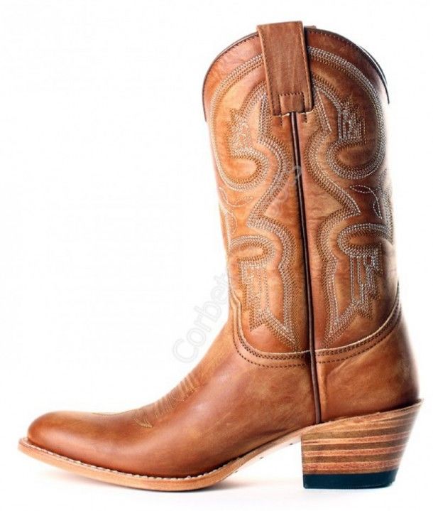 10355 Debora Olimpia 023 | Bota cowboy Sendra Boots media caña cuero beig para mujer