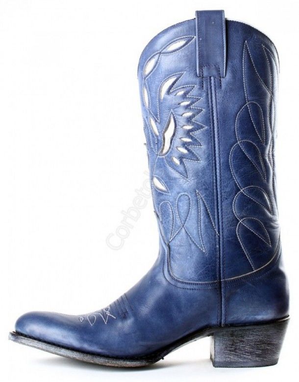 10540 Debora Olimpia Azul Lavado | Bota cowboy Sendra punta redonda cuero azul para mujer