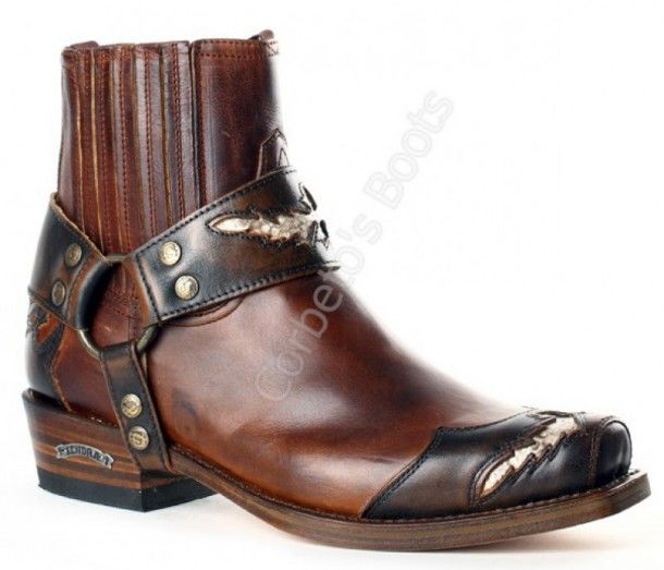 10543 Seta Natur Antic Jacinto-Evolution Tang | Sendra mens square toe brown ankle biker boots
