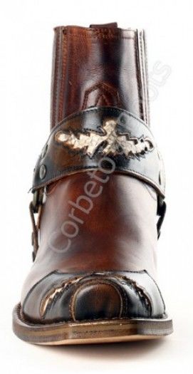 10543 Seta Natur Antic Jacinto-Evolution Tang | Botin Sendra Boots punta cuadrada cuero marrón con arnés para hombre