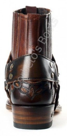 10543 Seta Natur Antic Jacinto-Evolution Tang | Botin Sendra Boots punta cuadrada cuero marrón con arnés para hombre
