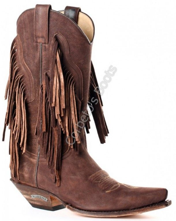 10552 Cuervo Inca Oxido 432 Cafe | Sendra ladies brown cowboy boots with fringes