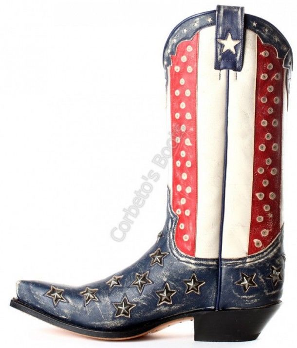 10619 Cuervo Raspado Blue-Raspado Marfil | Sendra Boots unisex United States flag with studs cowboy boots