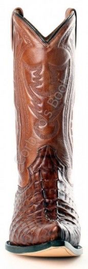 1064 Cola África Café-Suaty Café | Buffalo Boots mens brown printed caiman tail leather cowboy boots