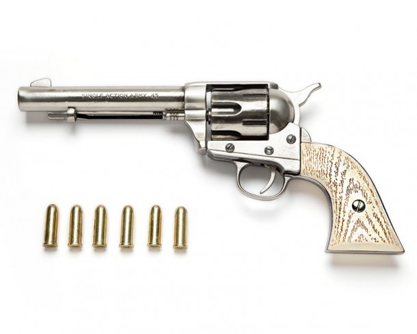 Estuche coleccionista revólver Colt Single Action Army con cacha imitación abedul veteado