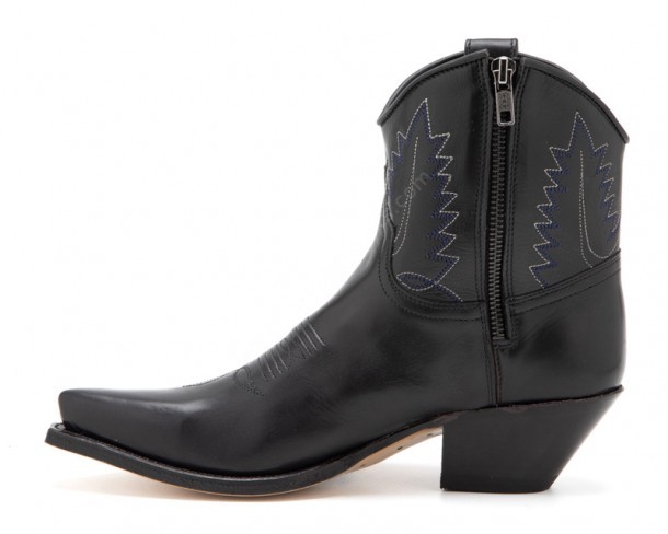 Women western fashion black leather fine toe Sendra ankle boots