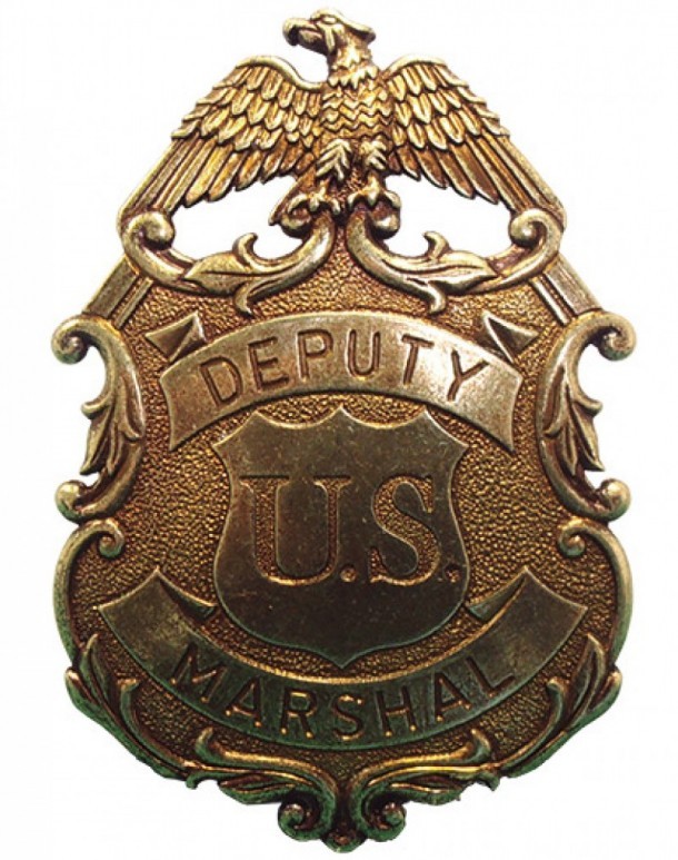 Golden look U.S. Marshal badge with eagle