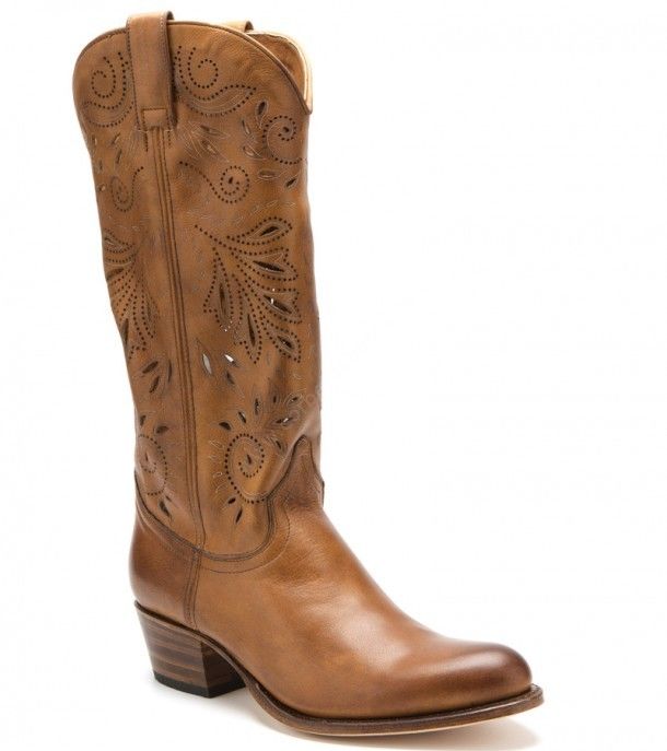 11360 Debora Salvaje Miele |Sendra womens openwork high leg cognac cowboy boots
