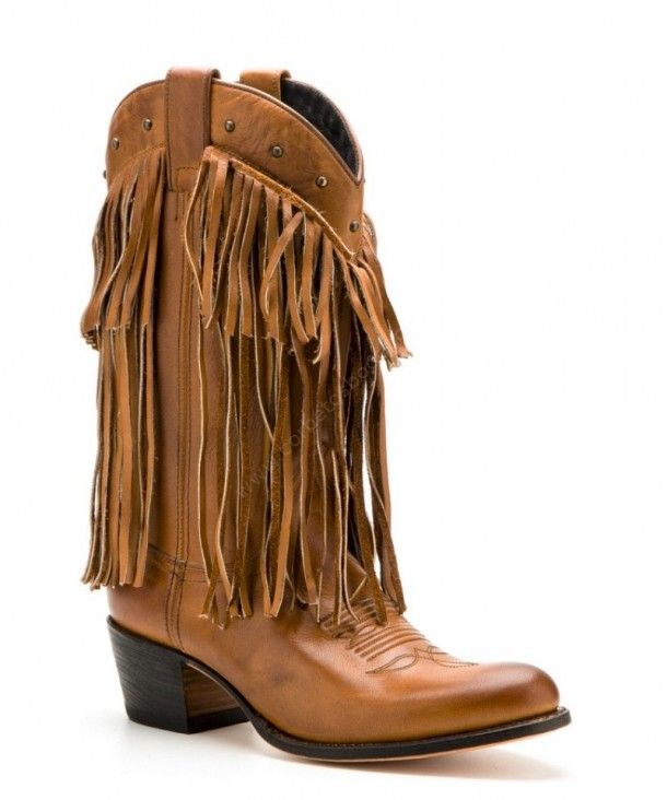 11451 Debora Salvaje Miele | Sendra womens honey brown cowboy boots with  fringes - Corbeto's Boots