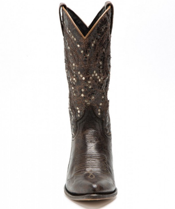 Crackled brown leather western ladies Sendra boots
