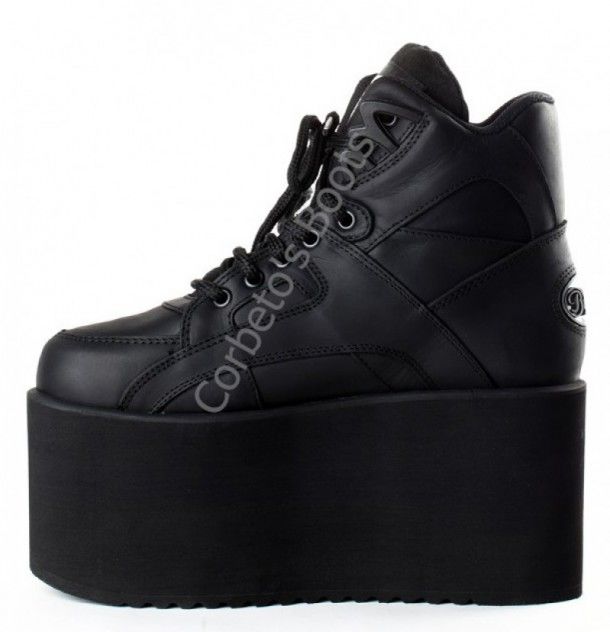 1300-10 Texas Oil Negro | Buffalo London 10 cms. black platform boots - Corbeto's Boots