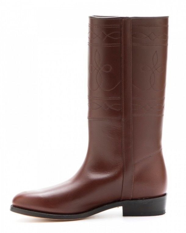 Shiny reddish brown cow leather classic knee-high camperos boots for men and women