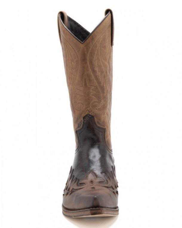 Wide leg mens Sendra brown worn out look cowboy boots