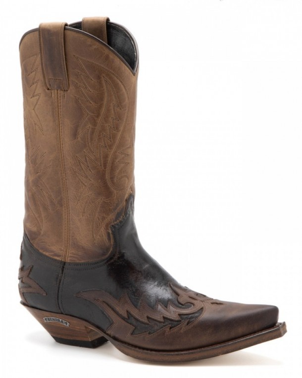 Wide leg mens Sendra brown worn out look cowboy boots