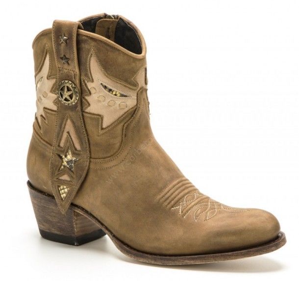 14034 Debora Floter Tang Lavado | Buy at our online shop these Sendra cowboy low calf boots for ladies with yellow snake skin / lappets / zipper.