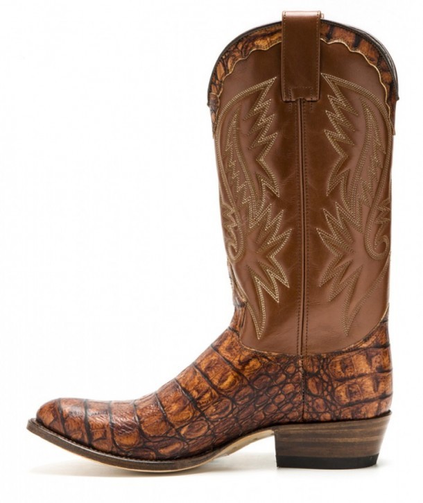 Mens faux crocodile leather brown Sendra western boots
