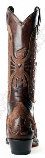 14111 Yeti Choco 16 | Bota cowboy Buffalo Boots caña alta piel vacuno marrón combinada para mujer